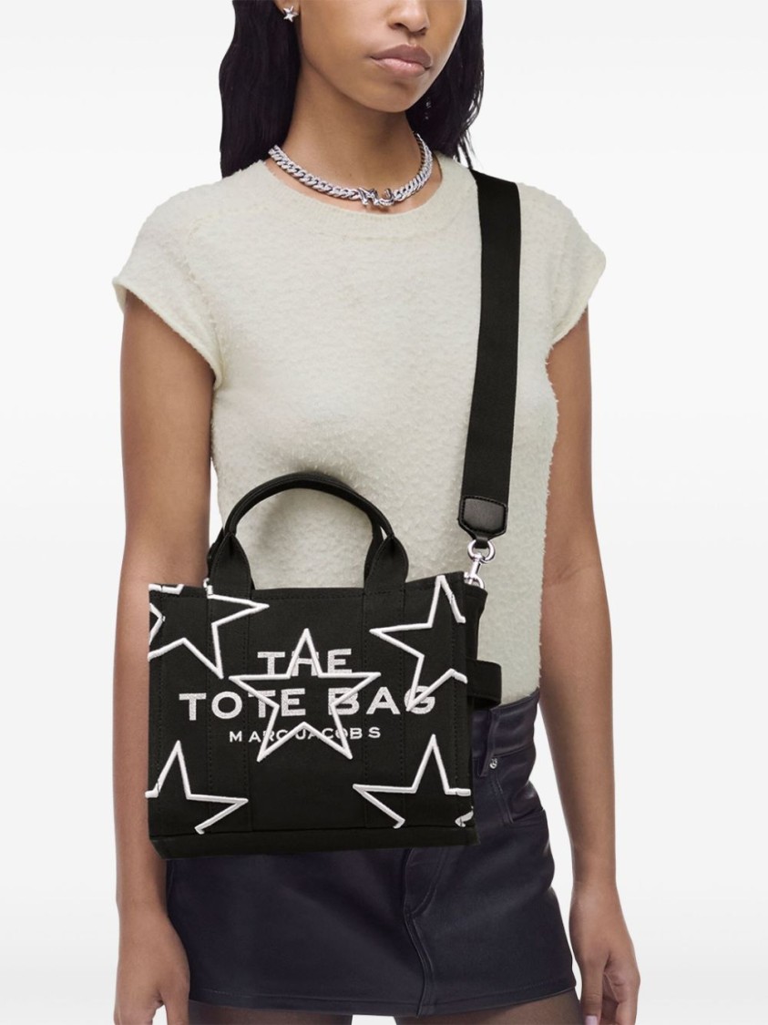 Marc Jacobs Structured Black Handbag With Star Motif And Versatile Strap