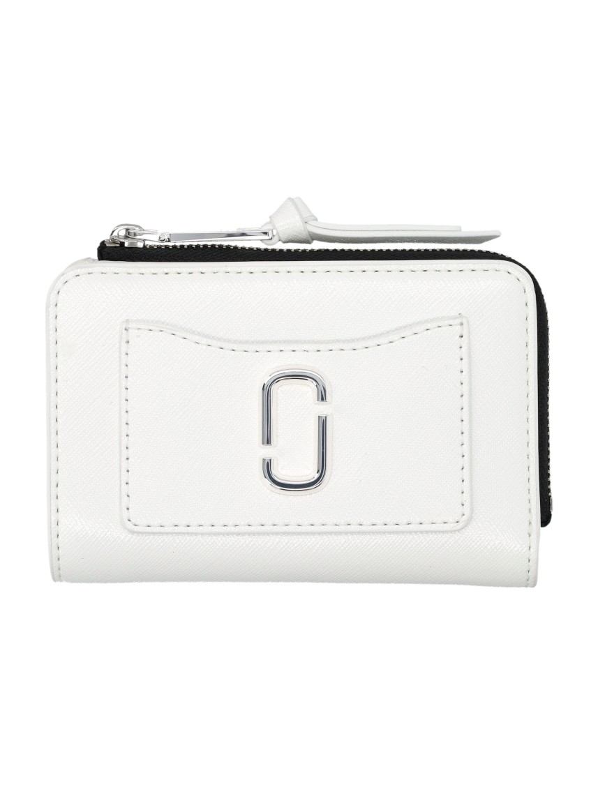 Marc Jacobs White Leather The Utility Top Zip Multi Wallet In White
