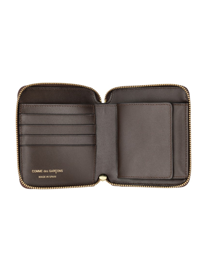 Comme Des Garçons Vertical Zip Around Wallet In Brown