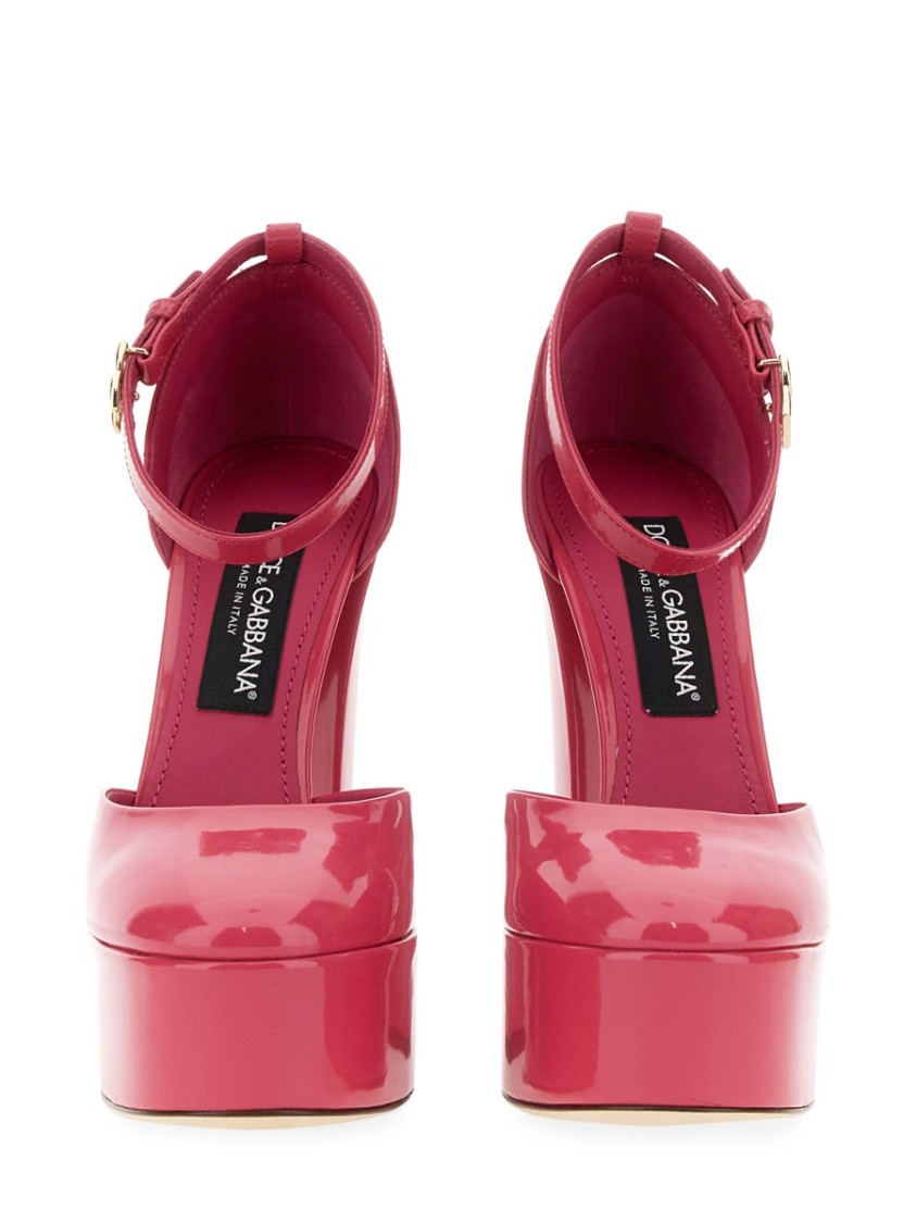 Shop Dolce & Gabbana Glossy Leather Platform Pumps In Pink