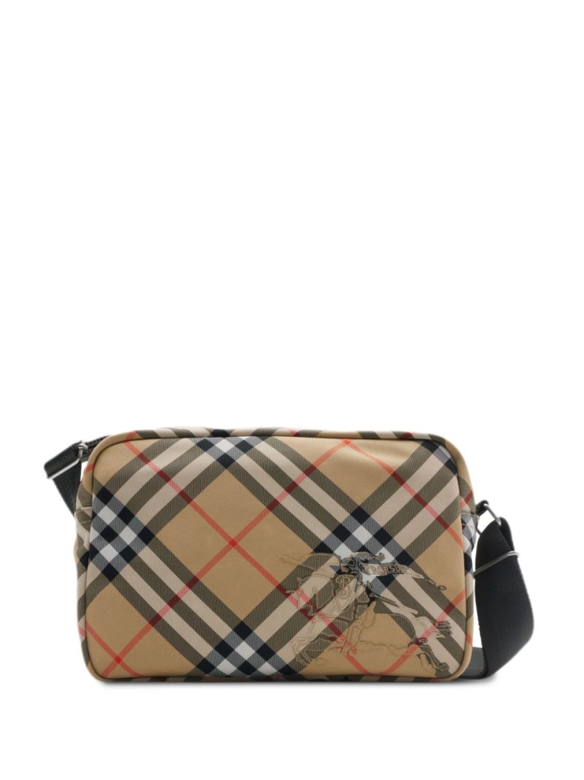 Burberry Vintage Check Messenger Bag With Silver Hardware