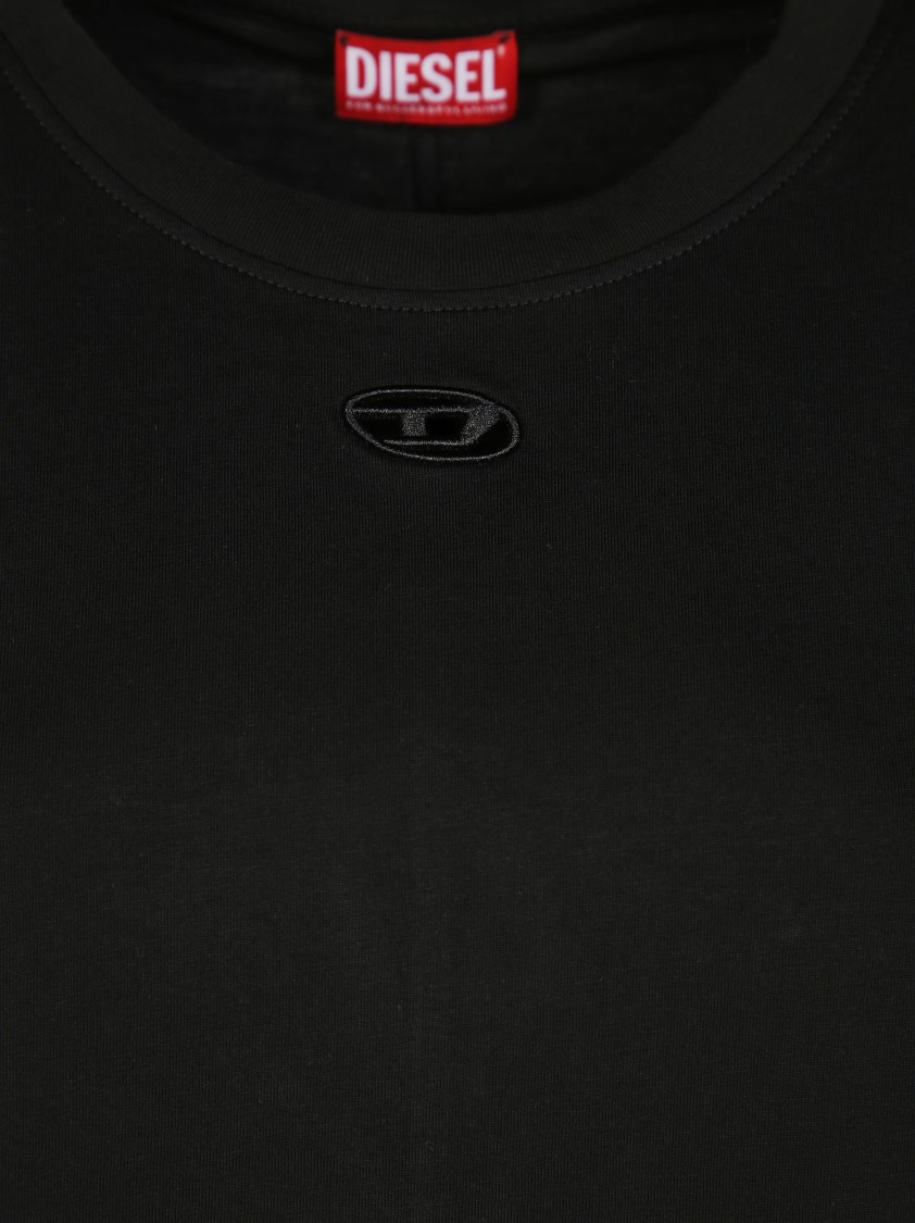 Diesel Asymmetrical Hem Black Tunic With Side Ties In Black