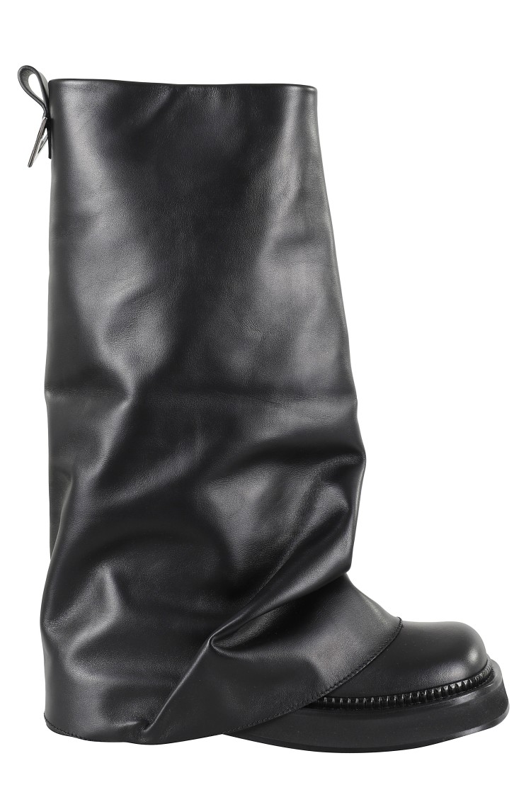 Attico 'robin' Black Boots With Square Toe And Logo Plaque On The Rear