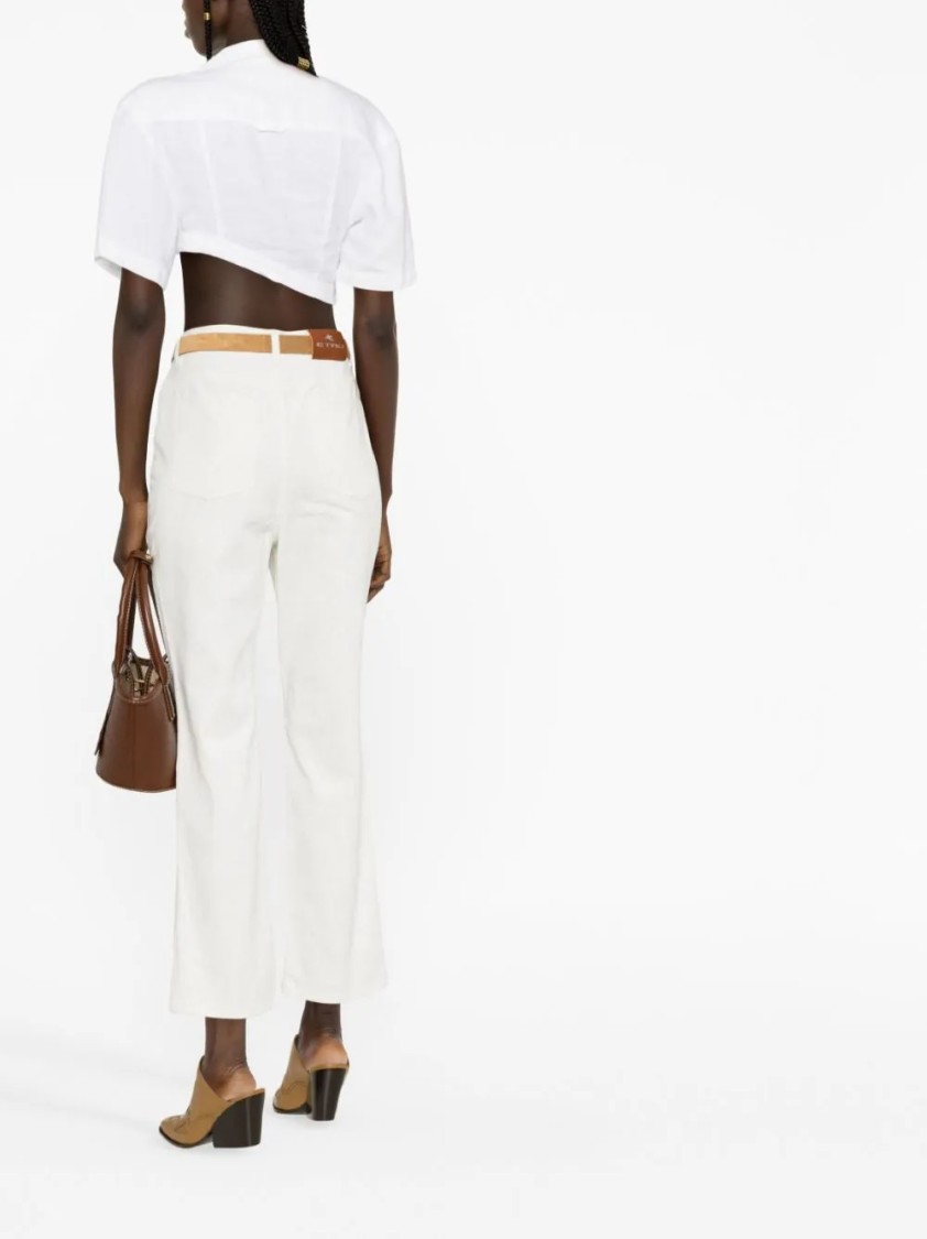 Etro High-waisted Flared Trousers In White