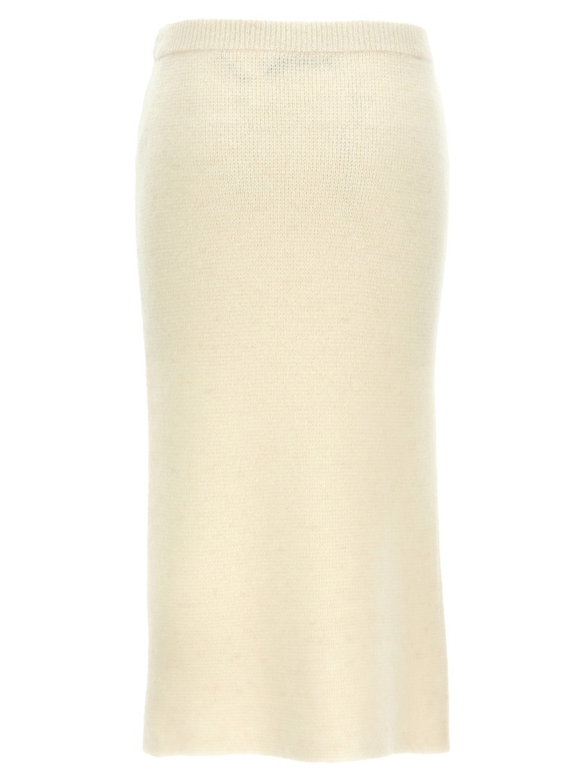 Alessandra Rich Alpaca Midi Skirt In Neutral