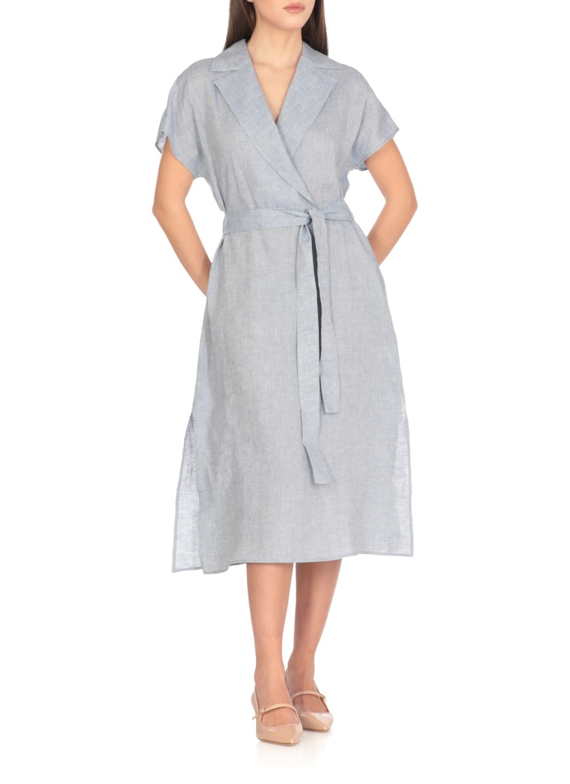 Shop Peserico Light Blue Linen Dress