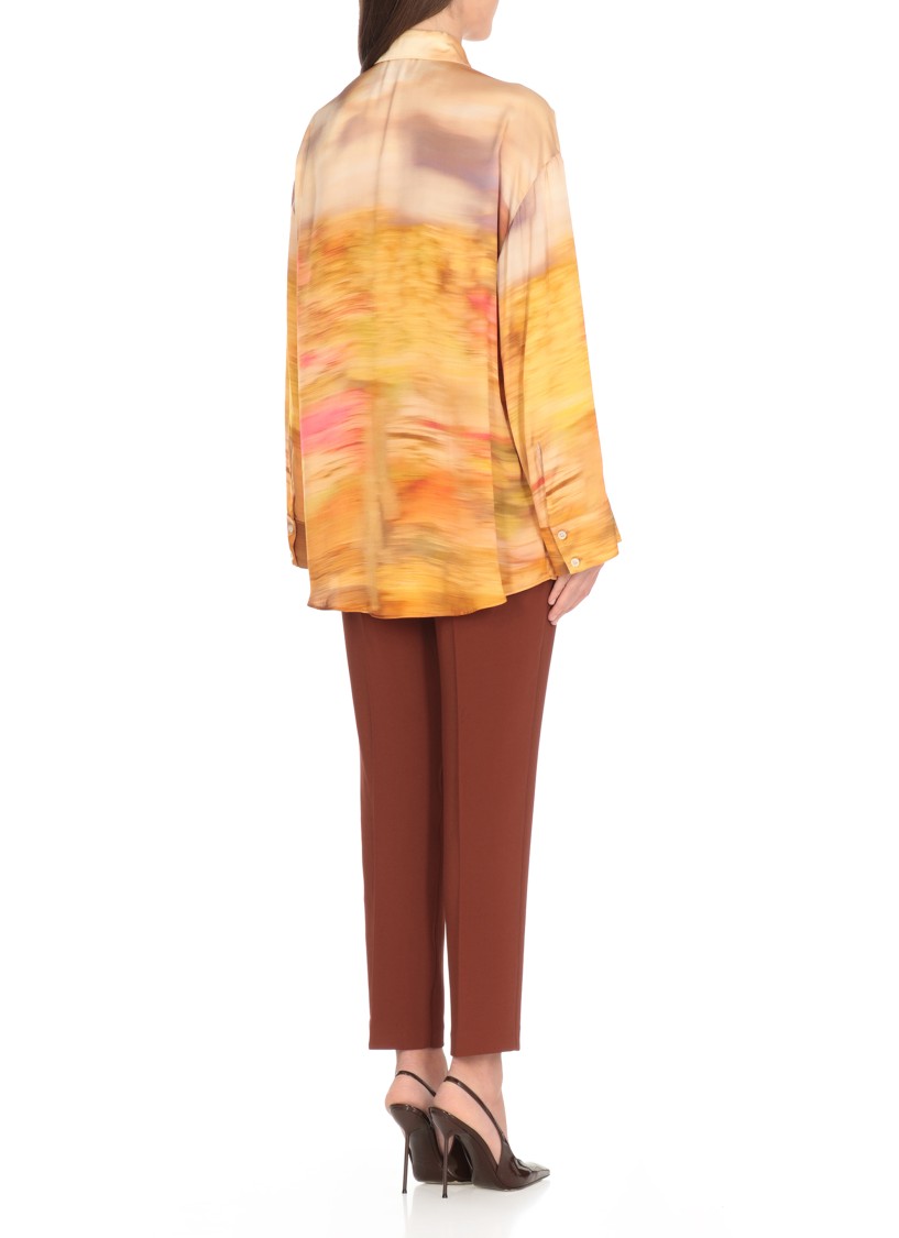 Pinko Life Printed Viscose Shirt In Orange