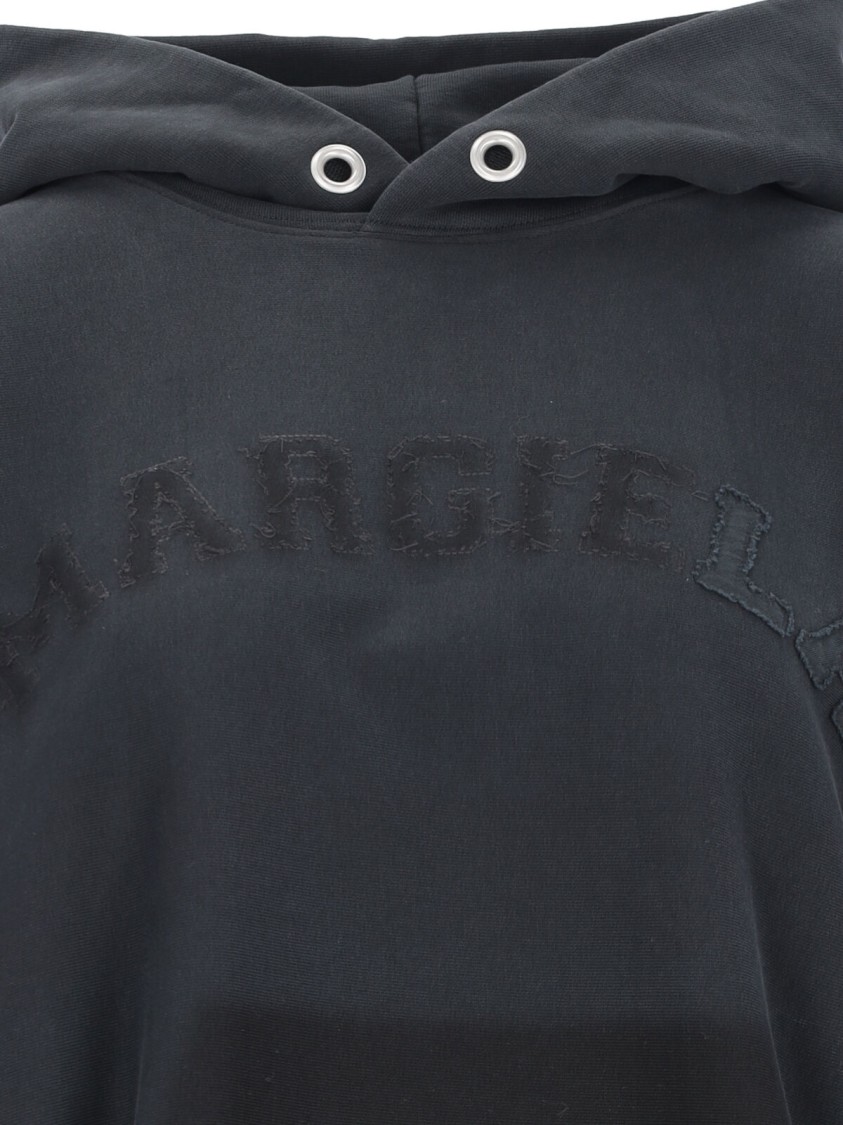 Maison Margiela Embroidered Logo Jersey Cropped Hoodie