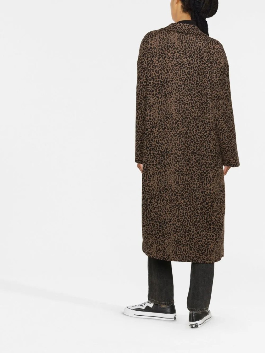 Golden Goose Cocoon Coat In Faded Leopard Jacquard Wool In Brown