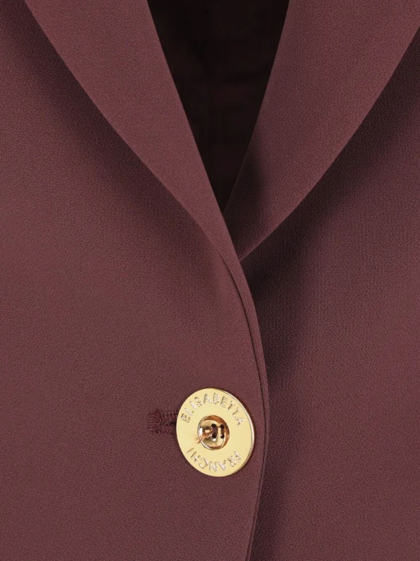 Elisabetta Franchi Fitted Tailored Jacket With Gold-tone Buttons In Burgundy
