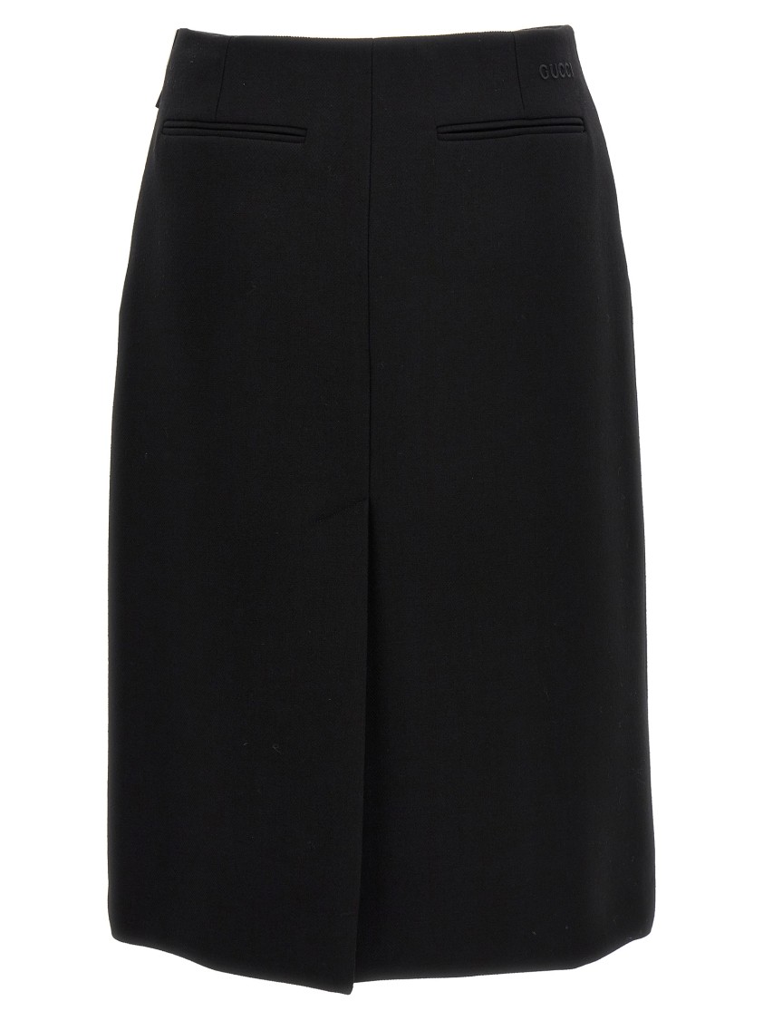 Gucci Wool Crepe Skirt In Black
