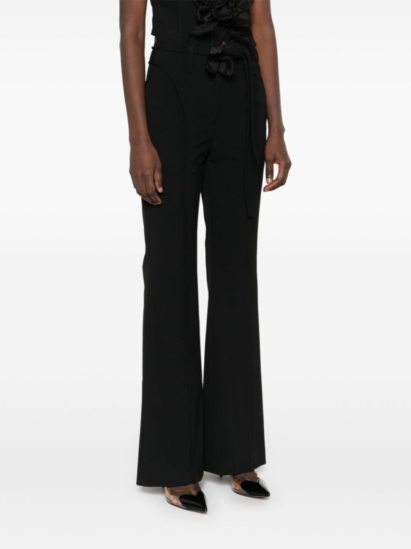 Rotate Birger Christensen Rotate Black Flared High-waist Pants In Black