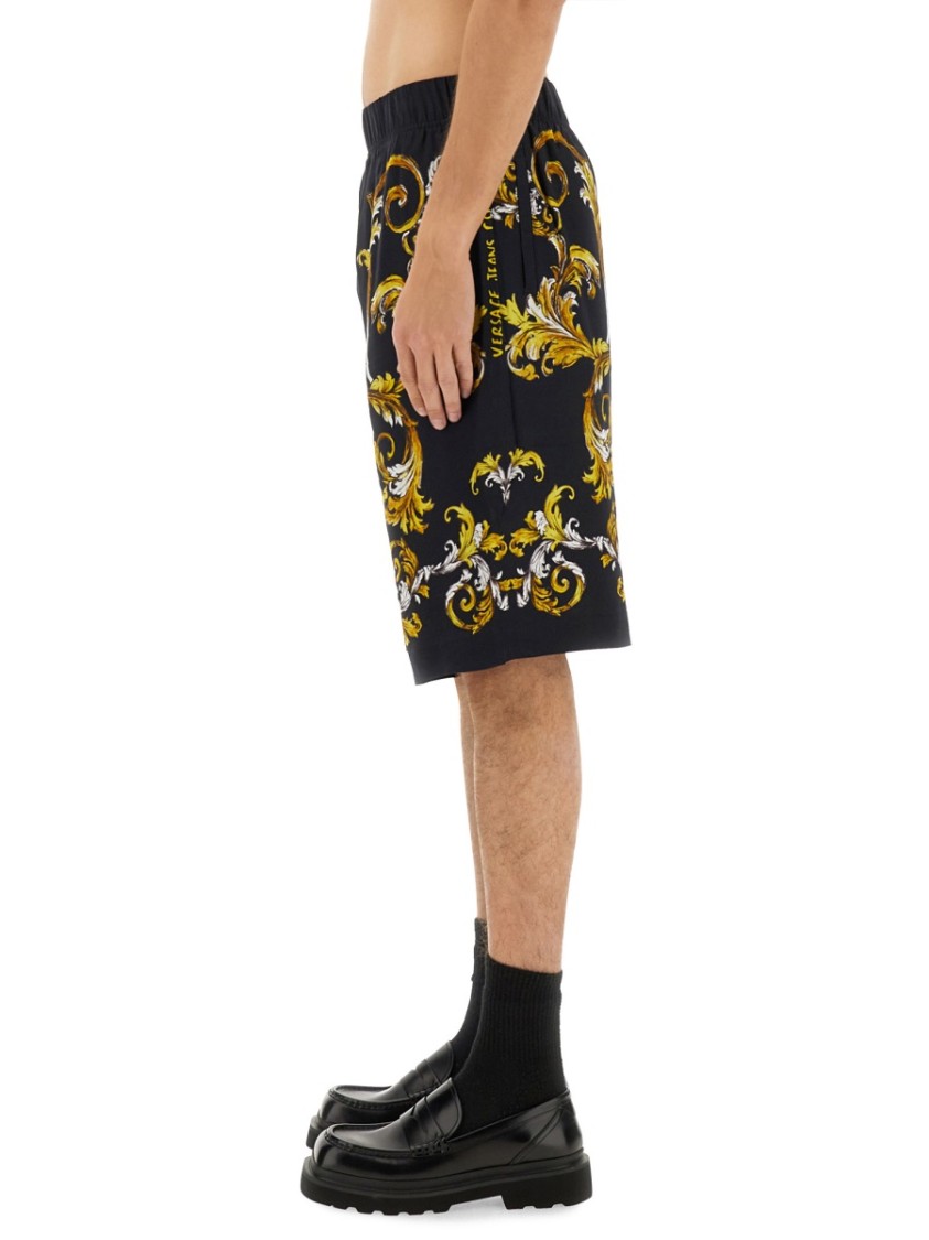 Shop Versace Jeans Couture Shorts With Baroque Outline Print