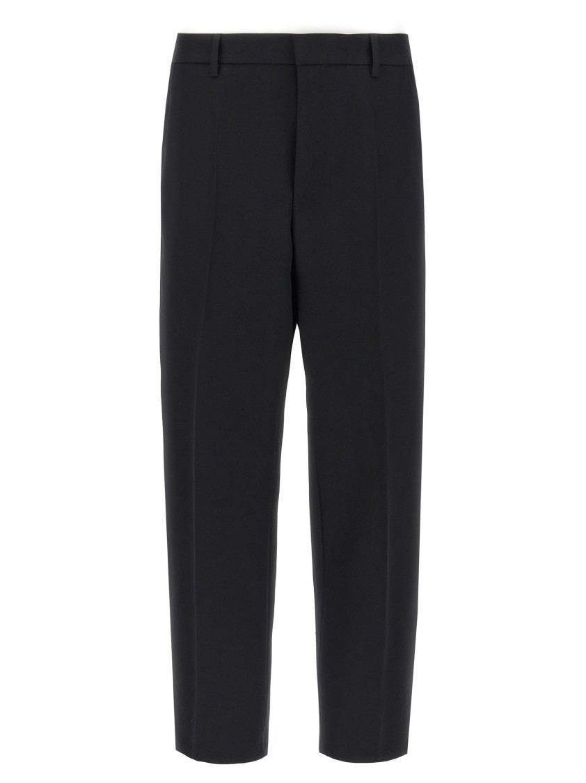 Jil Sander Cropped Wool Gabardine Trousers With Elastic Waistband In Black