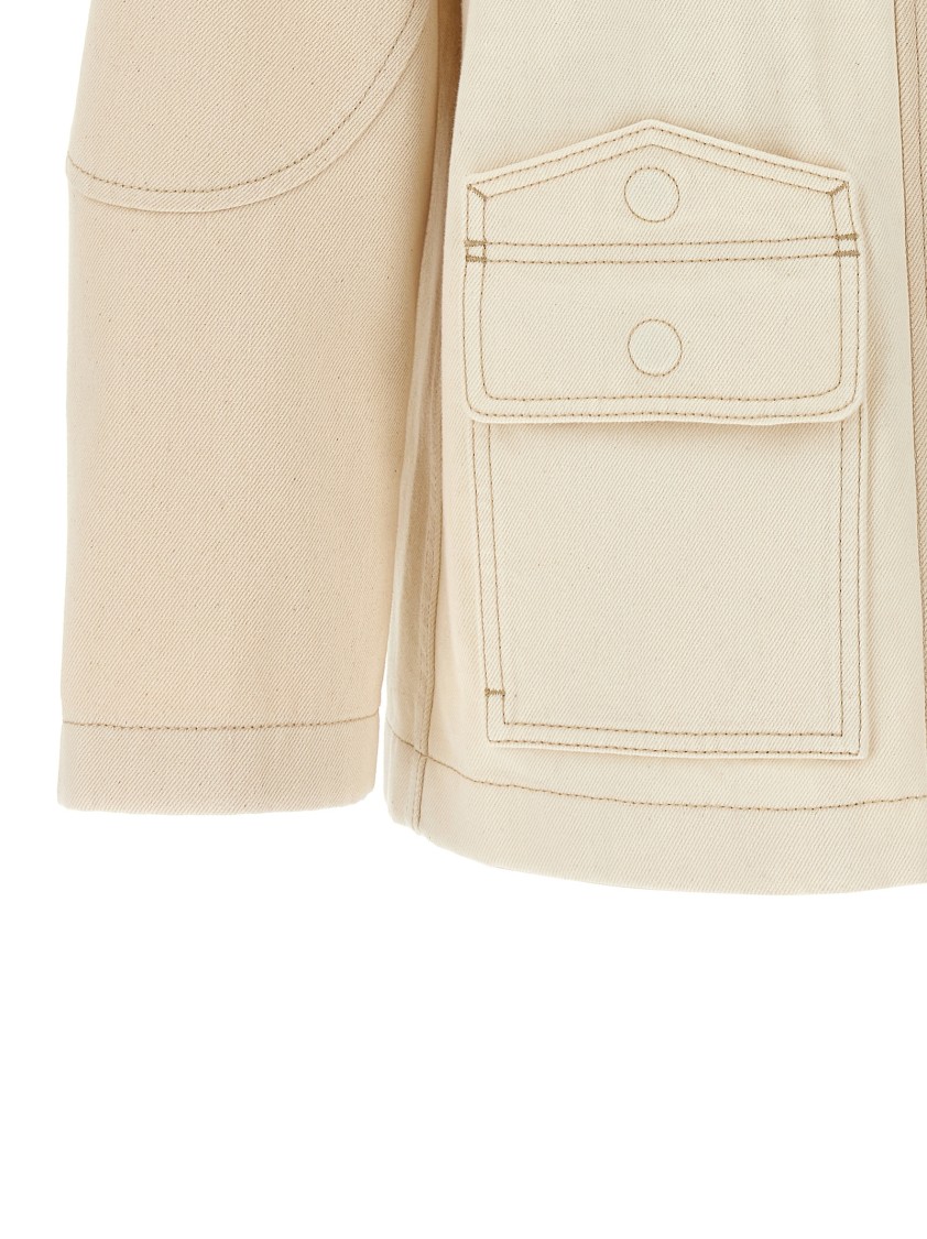 Fendi Two-tone Cotton Denim Parka In Multi