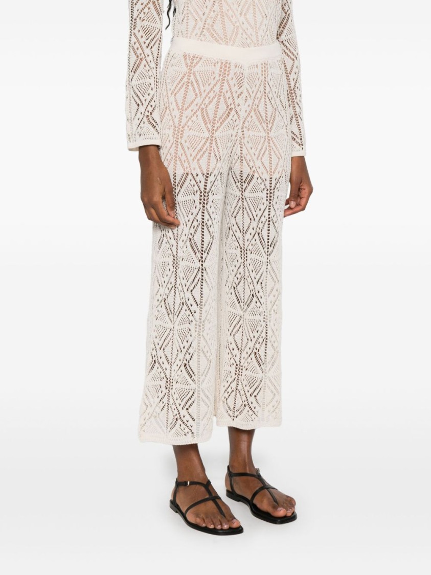 LIU •JO LIU JO OPEN-KNIT WIDE-LEG TROUSERS WITH GEOMETRIC PATTERN