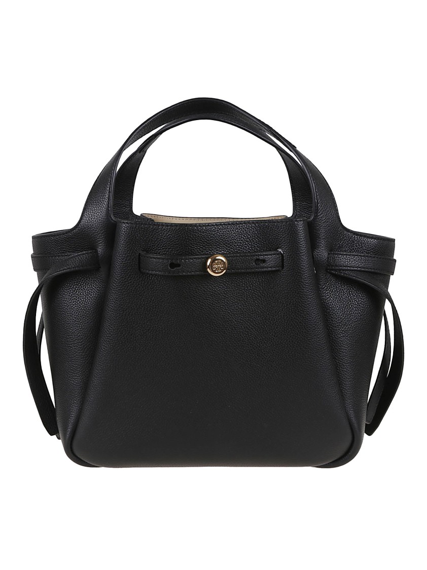 Tory Burch Romy Pebbled Satchel In Black