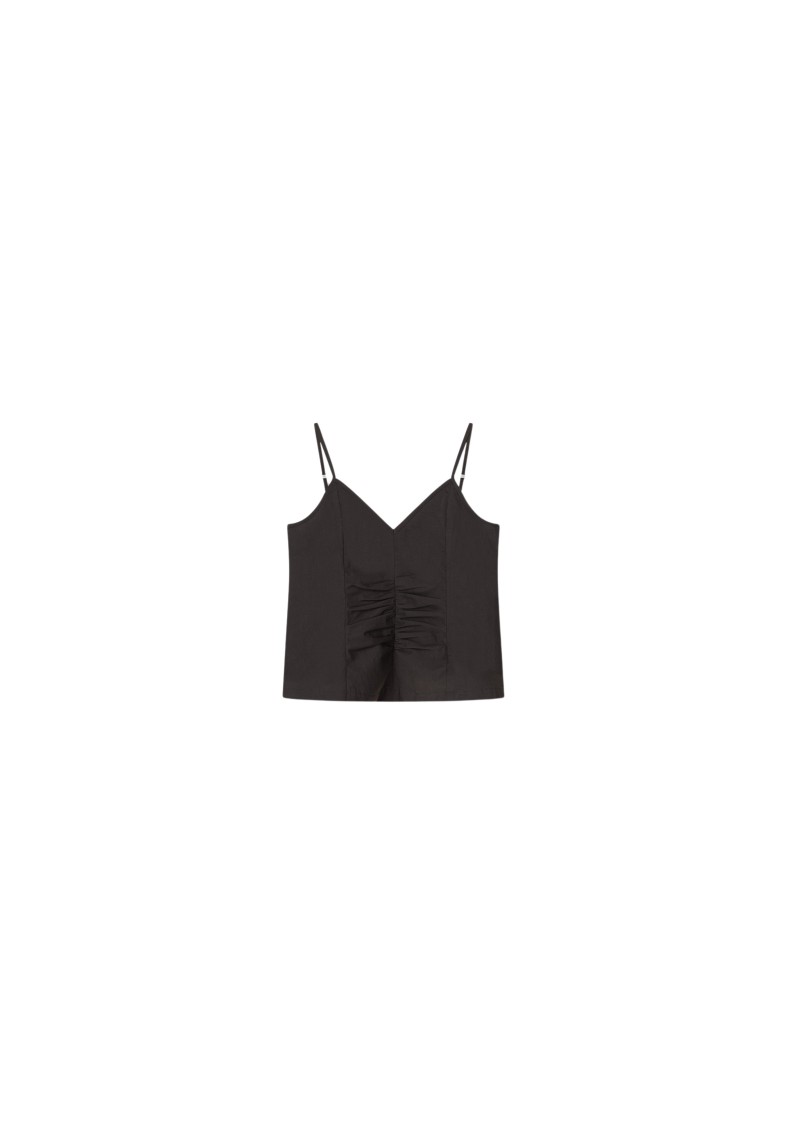 Shop Aeron Henny - Poplin Ruched Cami Top In Black