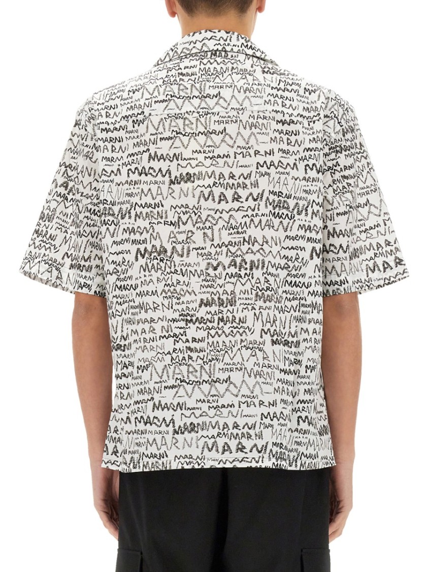 Marni Printed Collar Pocket Short Sleeve Shirt In Multicolor