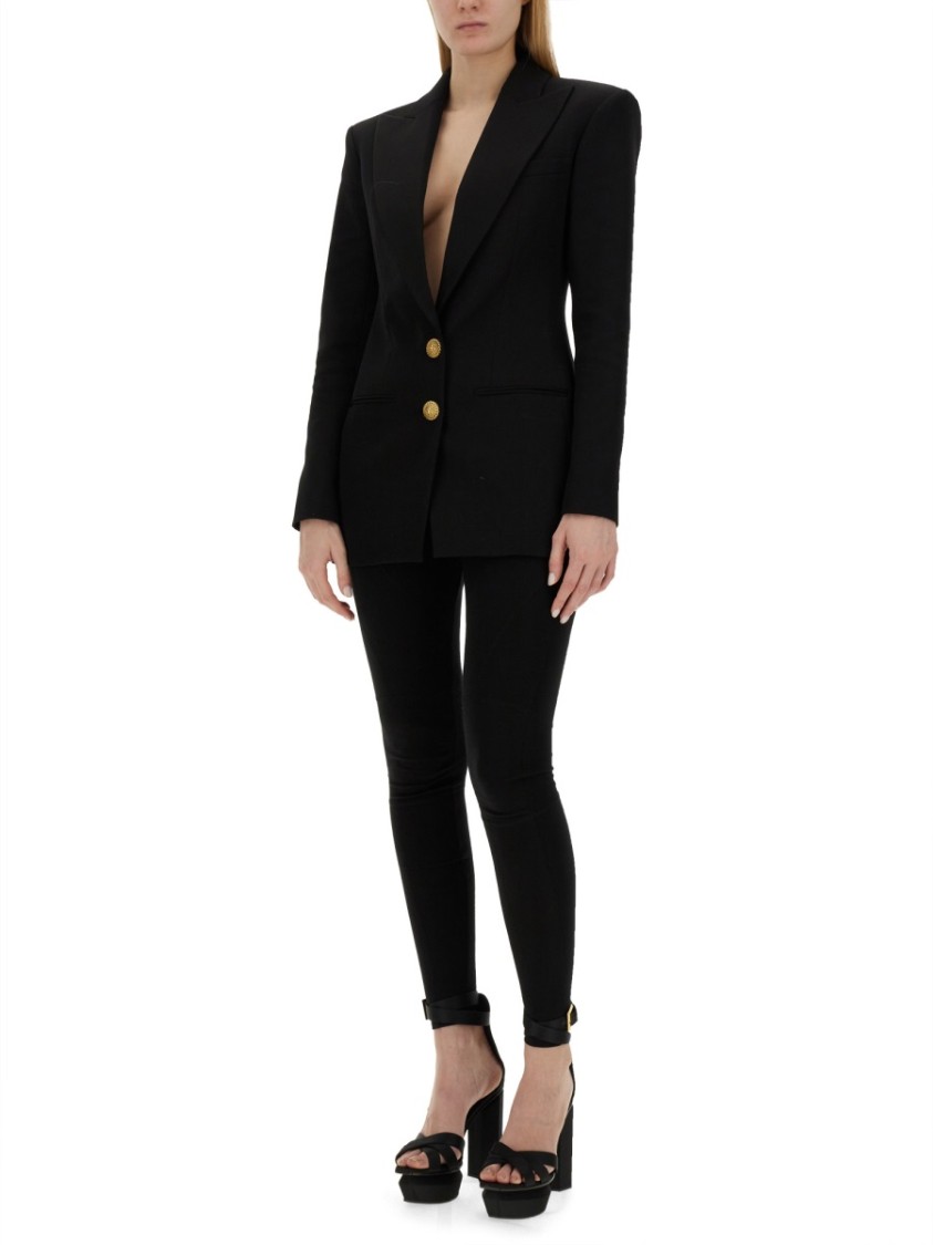 Balmain Logo Button Double-breasted Blazer