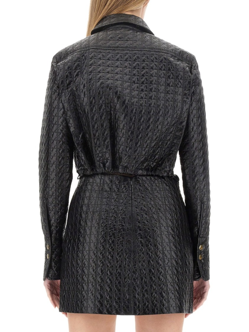 PATOU PATOU CROPPED BLACK JACKET WITH TEXTURED PATTERN