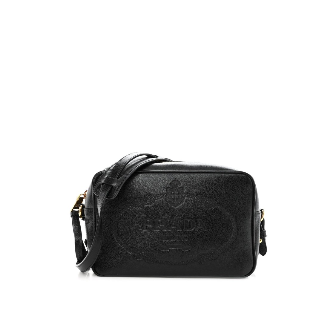 Prada Glace Embossed Logo Calf Leather Crossbody