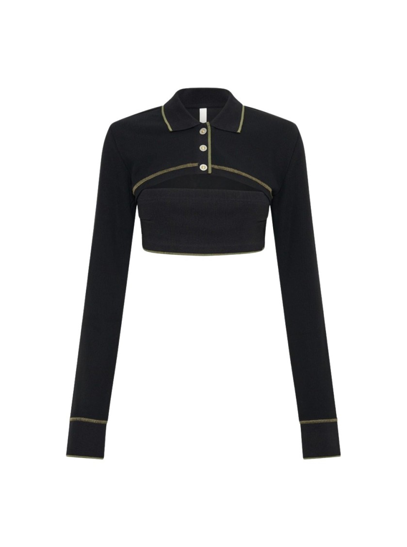 Shop Dion Lee Shrunken Snap Polo Top