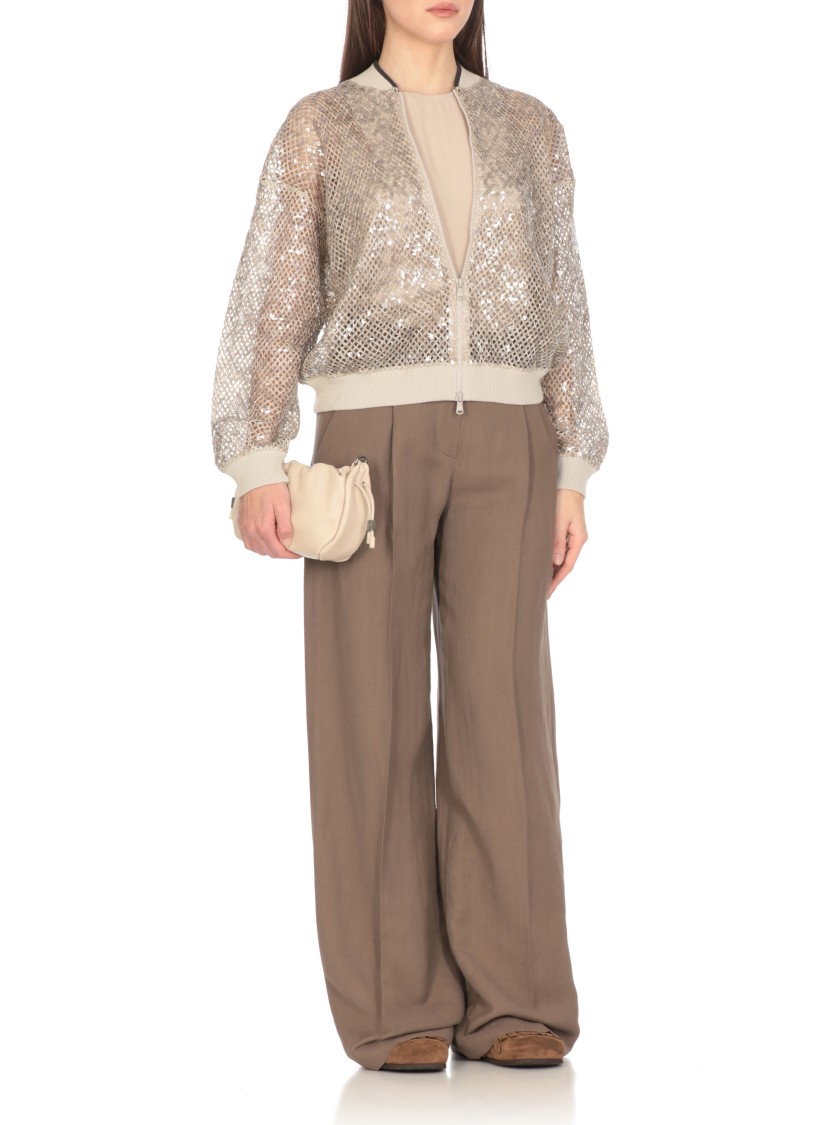 Brunello Cucinelli Long Sleeve Casual Jacket In Neutrals
