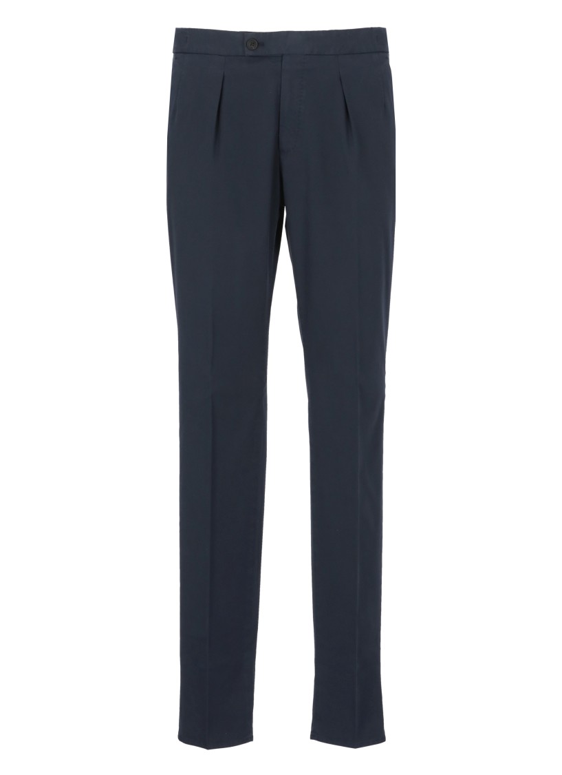 Incotex Blue Panama Cotton Pants In Blue