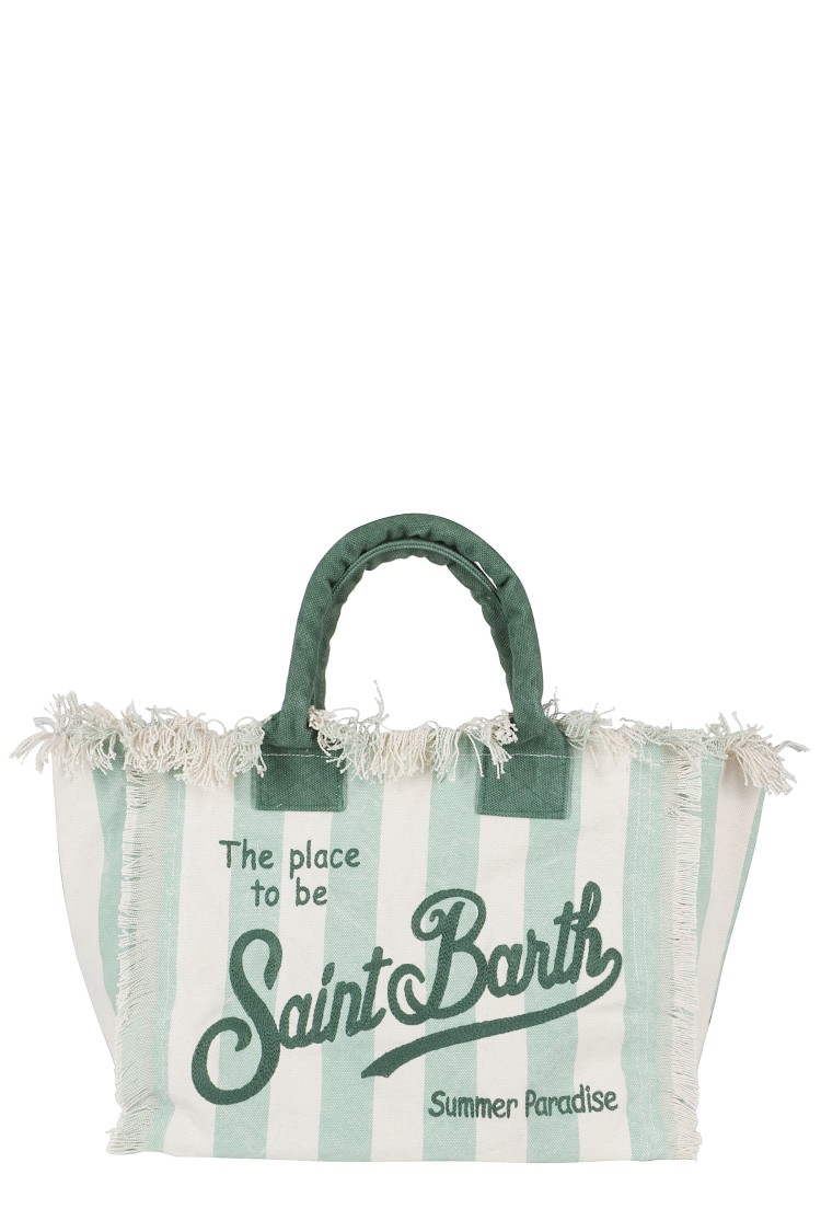 Mc2 Saint Barth Striped Canvas Vanity Bag With Double Handles And Zip Closure
