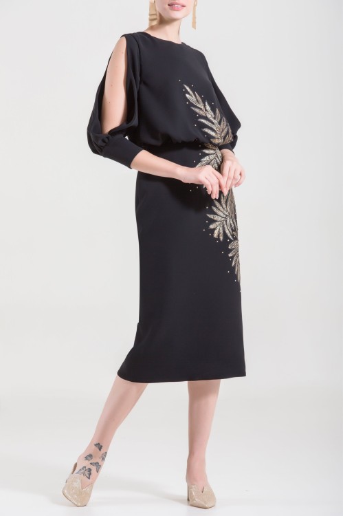 Saiid Kobeisy Short Straight Dress Midi in Black | THE LIST