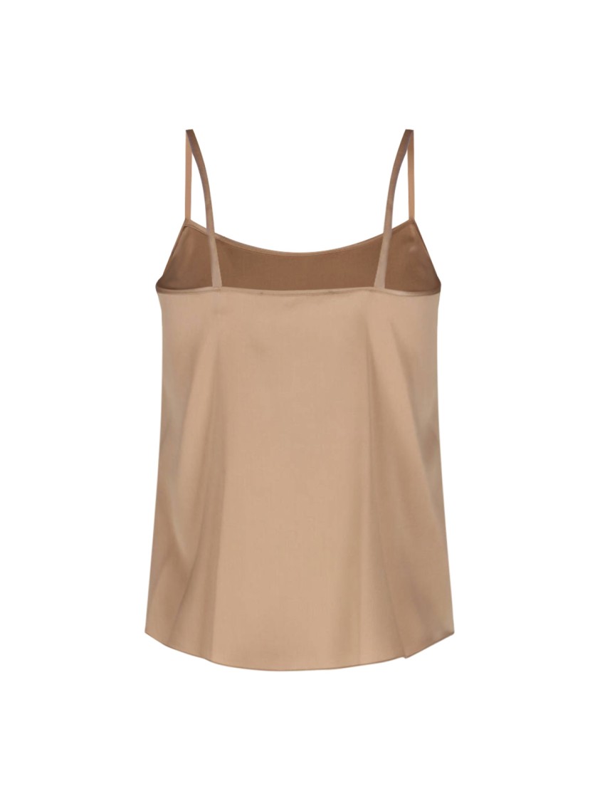 Ermanno Scervino Silk Tank Top With Round Neckline In Brown