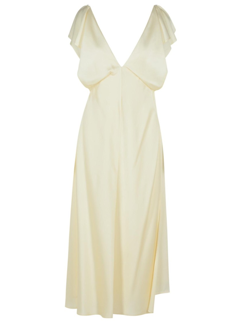 Jil Sander Ivory Viscose Blend Dress Women In Neutrals