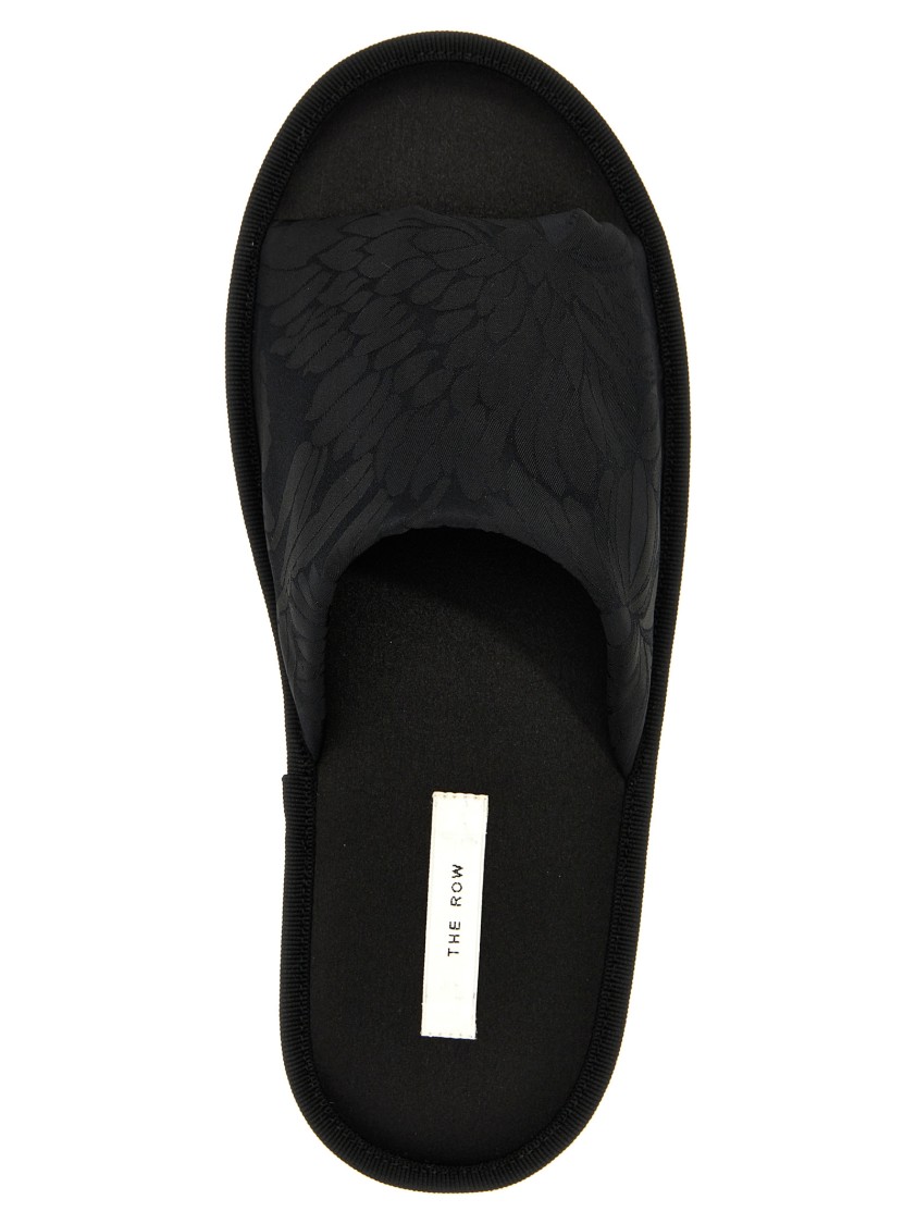 The Row Frances Slipper Open Toe Flats In Black