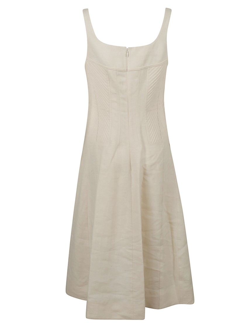 Chloé Fitted Square Neckline Dress In White