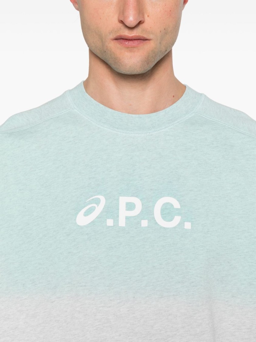 A.p.c. X Asics Dip Dye Crew Neck Sweatshirt With Bold Logo In Multi