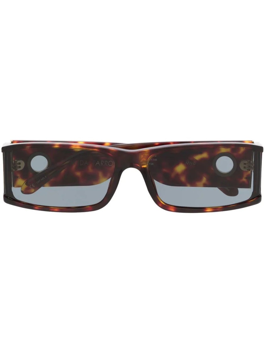 Linda Farrow Mya Rectangle-frame Sunglasses In Brown