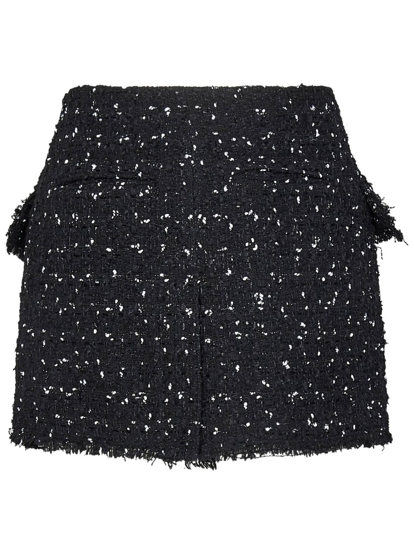 Balmain Asymmetric Polka-dot Tweed Mini Skirt In Black