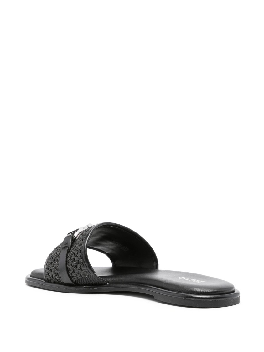 Michael Kors Woven Upper Mules With Metallic Accent In Black