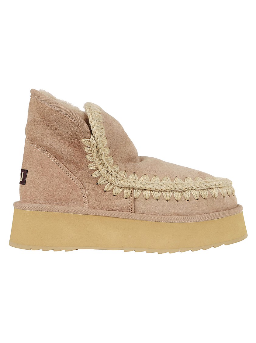 MOU MOU BEIGE BRAIDED ANKLE BOOTS