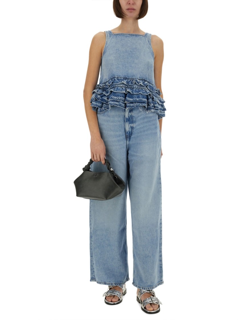 Ganni Baggy Jeans In Light Blue Wash in Blue | THE LIST