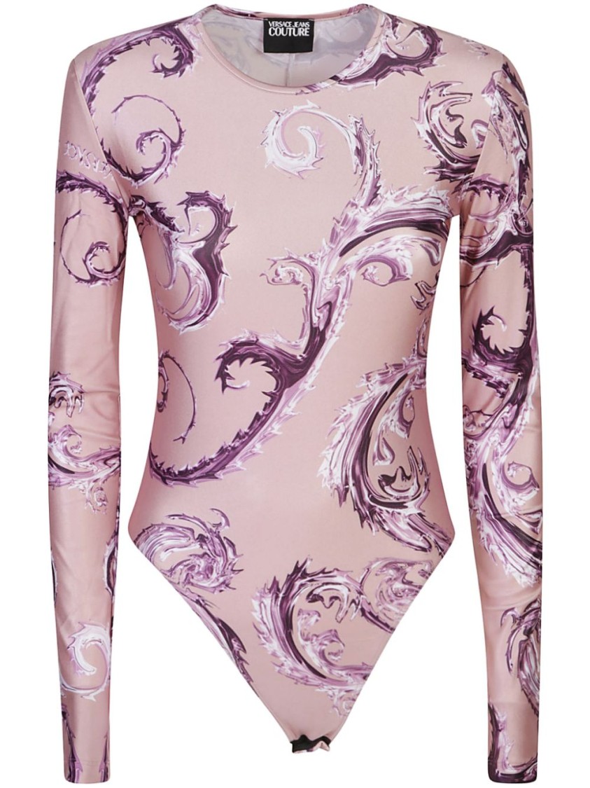 VERSACE JEANS COUTURE VERSACE JEANS COUTURE PINK TOP WITH BODYSUIT DESIGN 