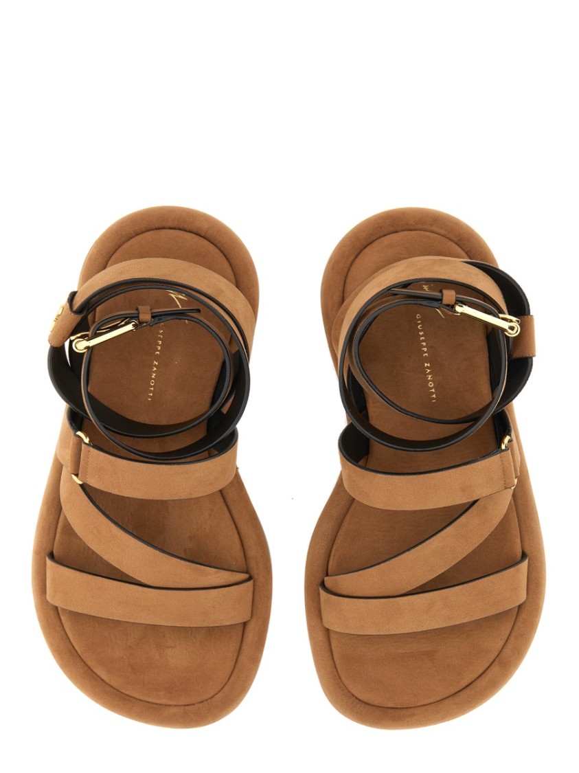 Shop Giuseppe Zanotti Brown Sandalo Aymon With Multiple Straps