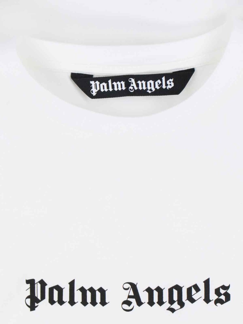 Palm Angels White Short-sleeved T-shirt With Monogram Pa Embroidery