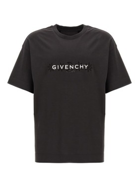 Tシャツ・カットソー Givenchy Ribbed Crewneck Black T-Shirt With Logo Print Givenchy Ribbed Crewneck Black T-Shirt With Logo Print | THE