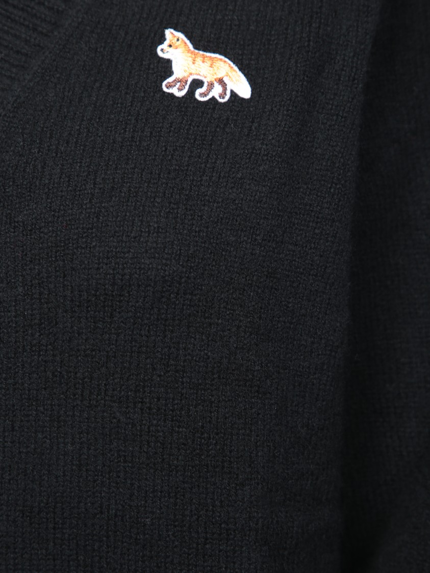 MAISON KITSUNÉ MAISON KITSUNÉ FINE KNIT BLACK CARDIGAN 