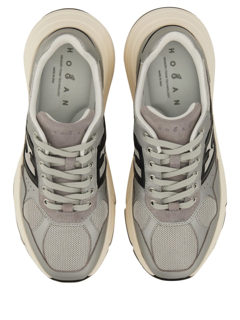 Hogan Side Logo Patch Platform Sneakers In Grey