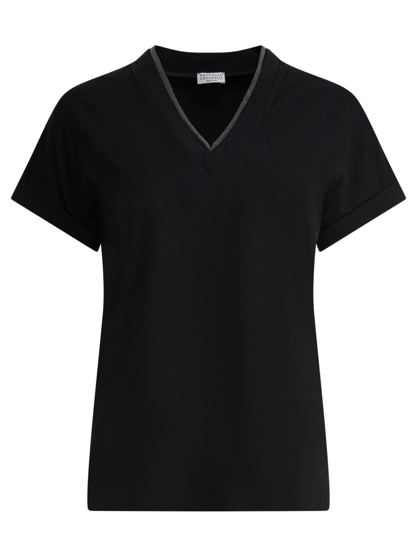 Brunello Cucinelli Short-sleeve T-shirt With V-neckline In Black