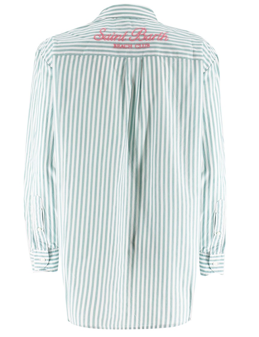 Mc2 Saint Barth Oversized Striped Shirt With Button-down Front