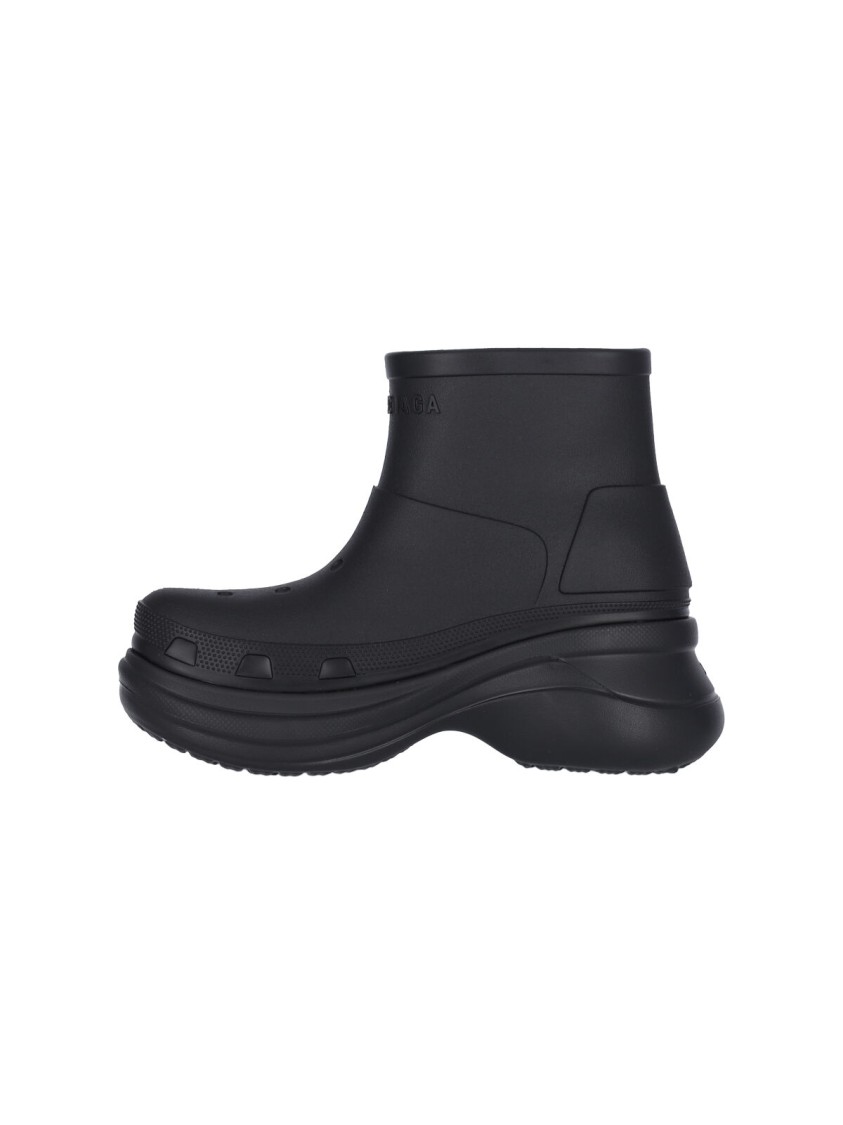Balenciaga Black Crocs Edition Rubber Boots In Black